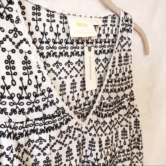 Anthropologie Ivory Cammie Embroidered Peplum Top - Picture 6 of 16